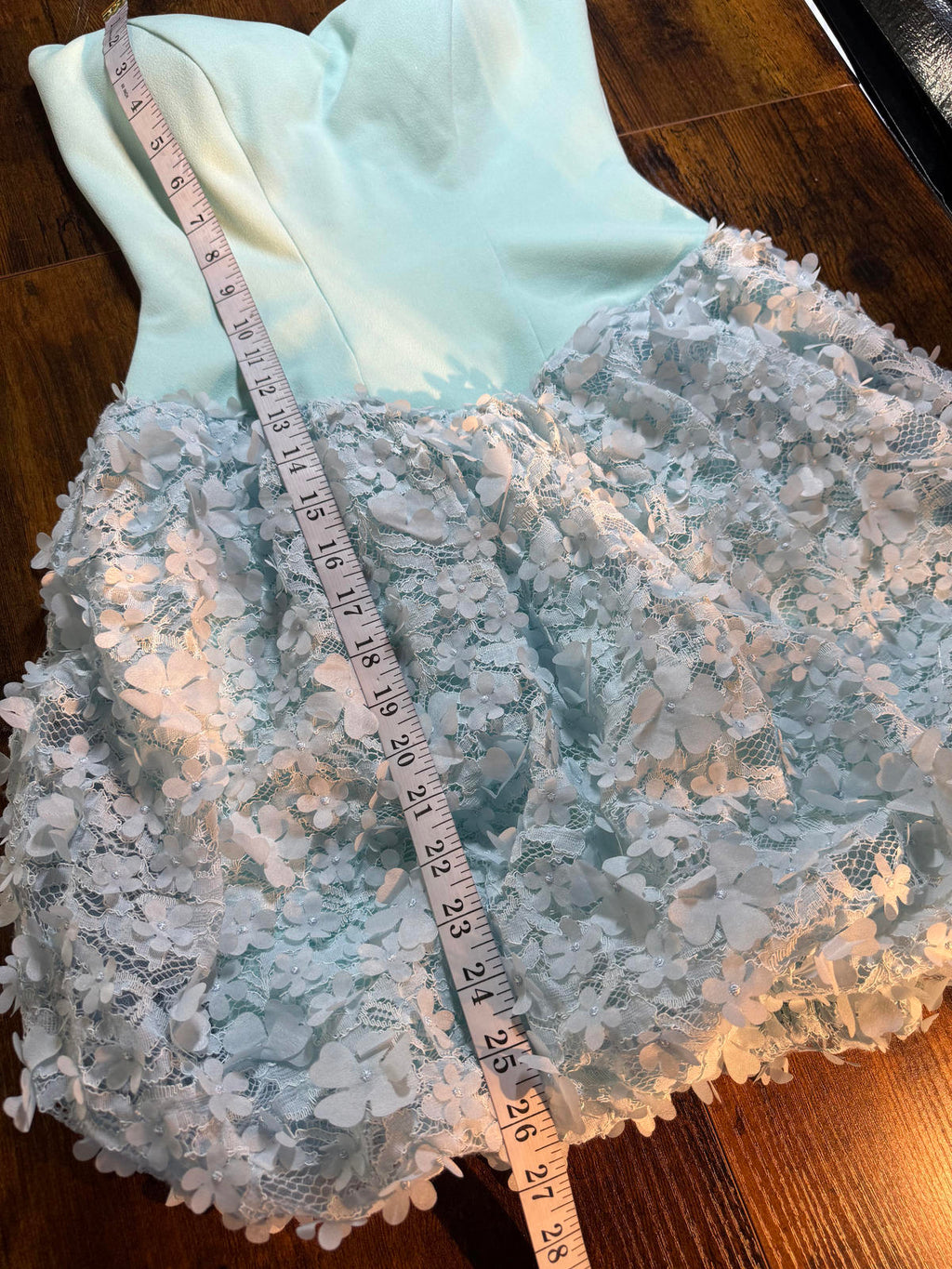Mint Strapless 3D Floral Lace Prom Party Dress UK 8–10 VGC                  .296