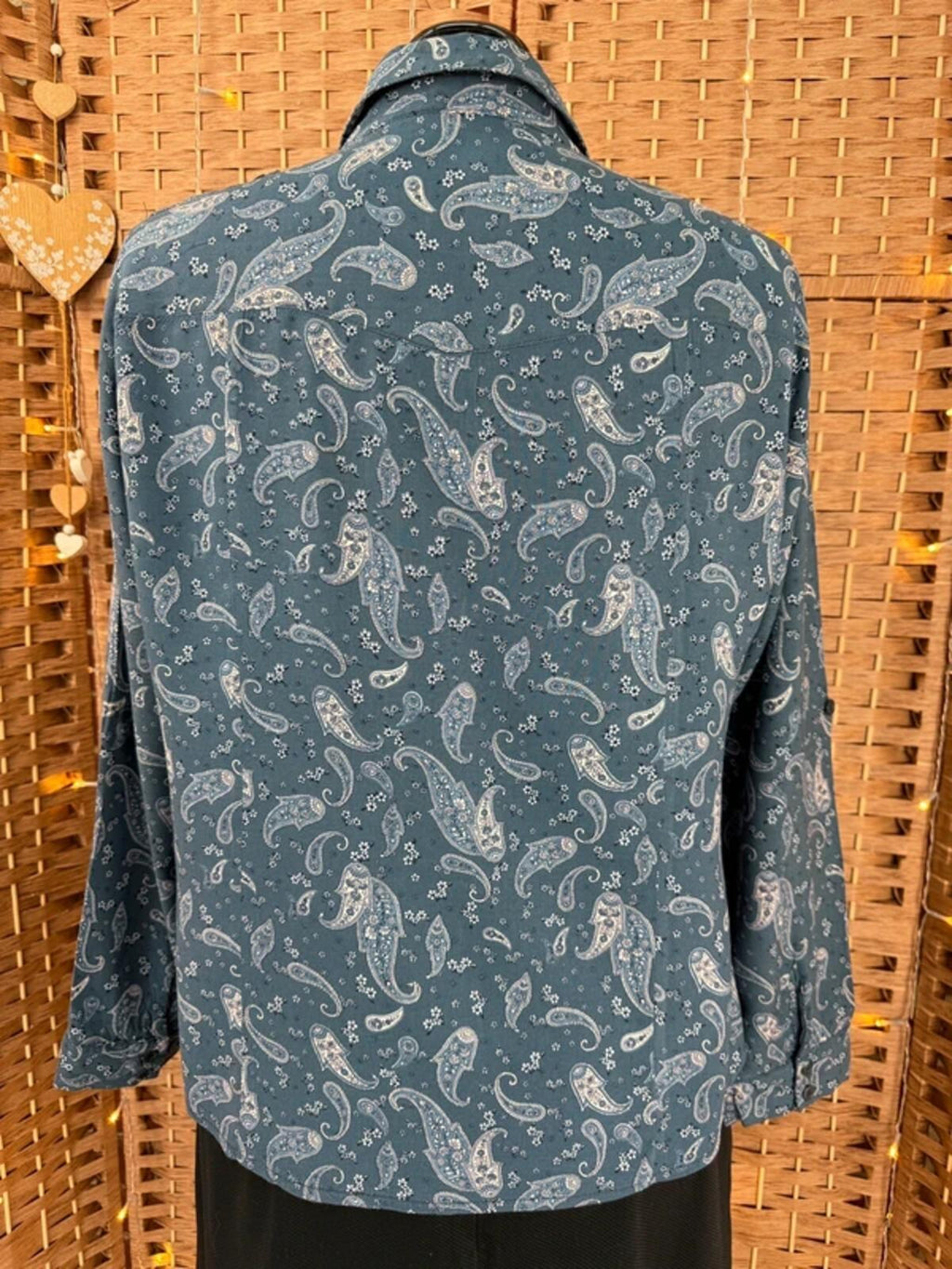 F&F Paisley Shirt UK 14-16 Blue Soft Viscose Blouse Casual