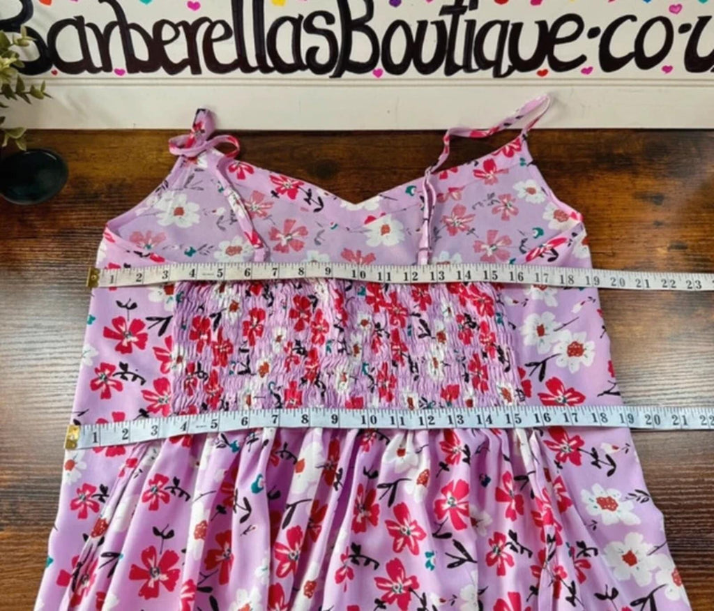 All Things Asia Pink Floral Boho Midi Dress UK 14-18 BNWOT