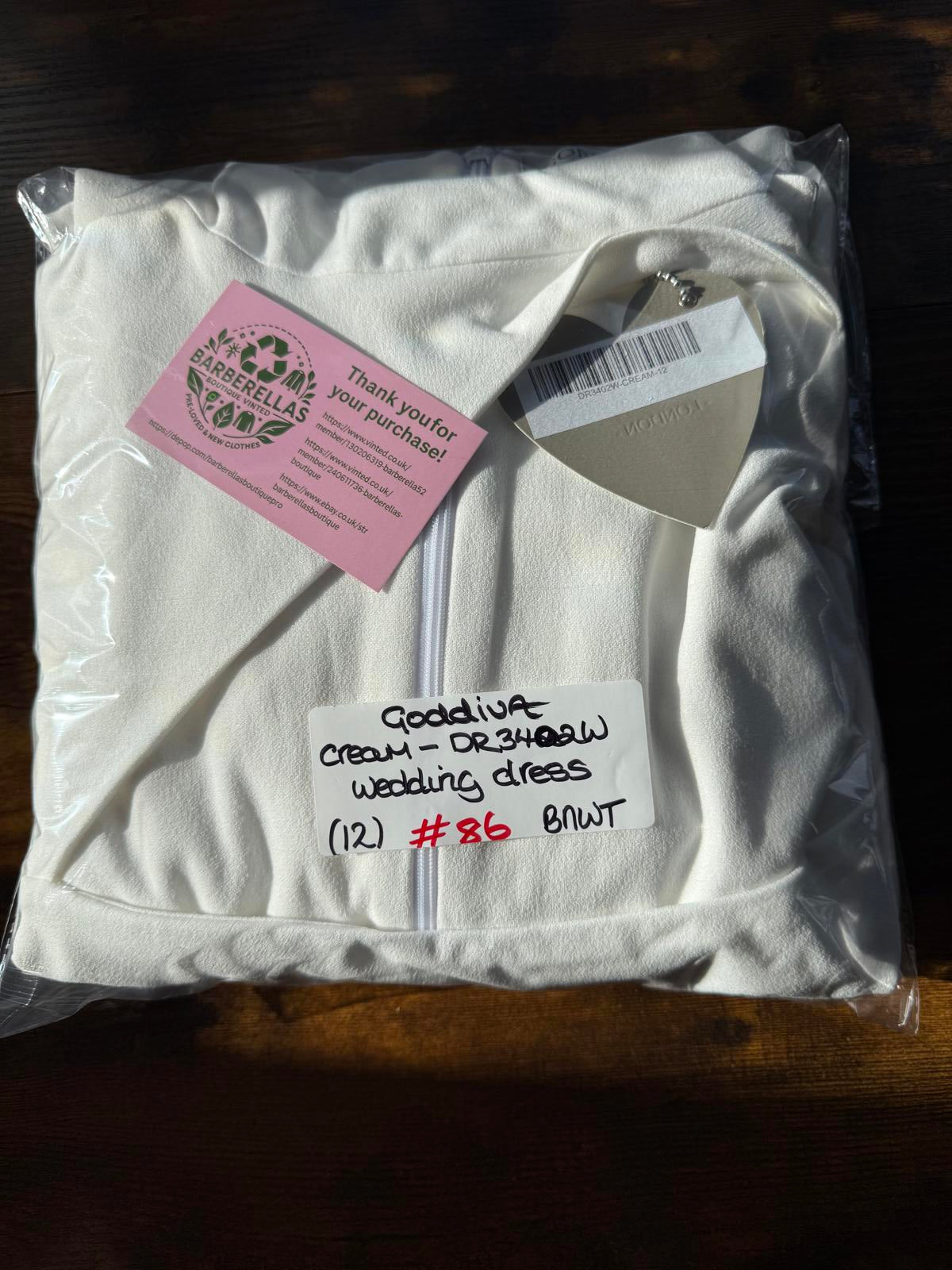 Goddiva London DR3402W Cream One-Shoulder Evening Gown – UK 12 #86