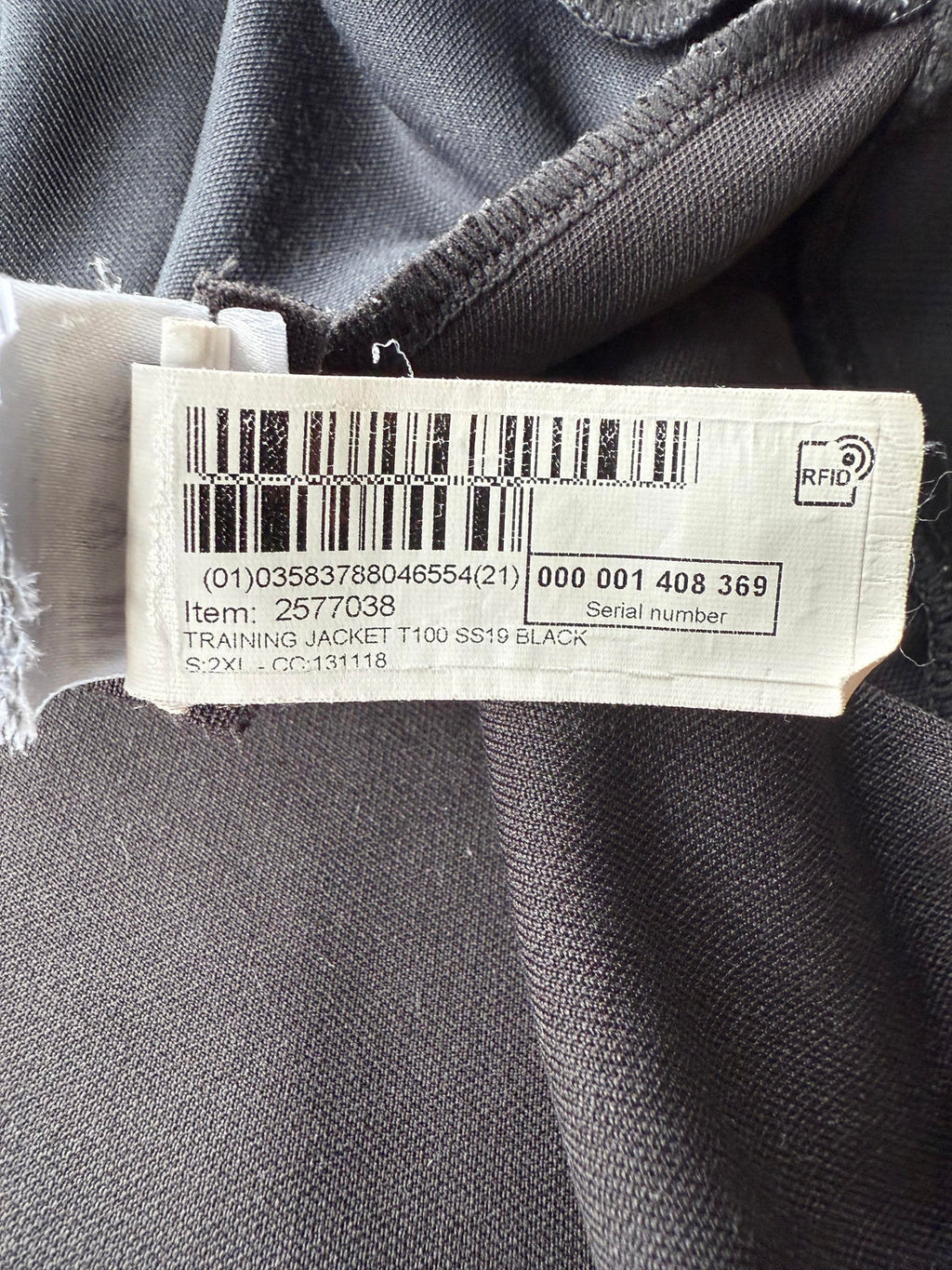 Kipsta Training Jacket T100 Black Men’s 2XL Full Zip Track Top Sportswear SS19