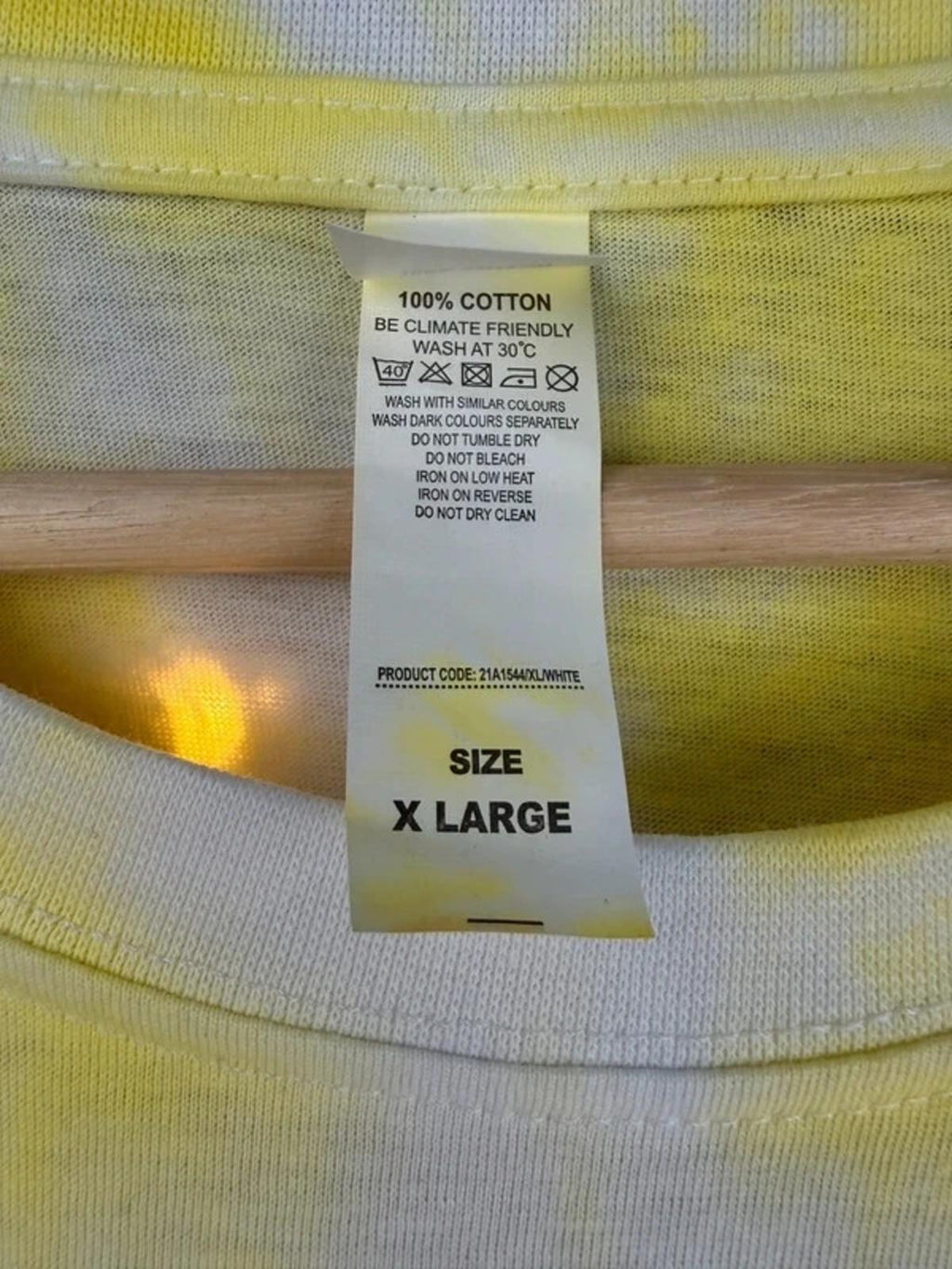 Hand Dyed Yellow Tie Dye T-Shirt XL UK 18-20 Festival Summer Tee