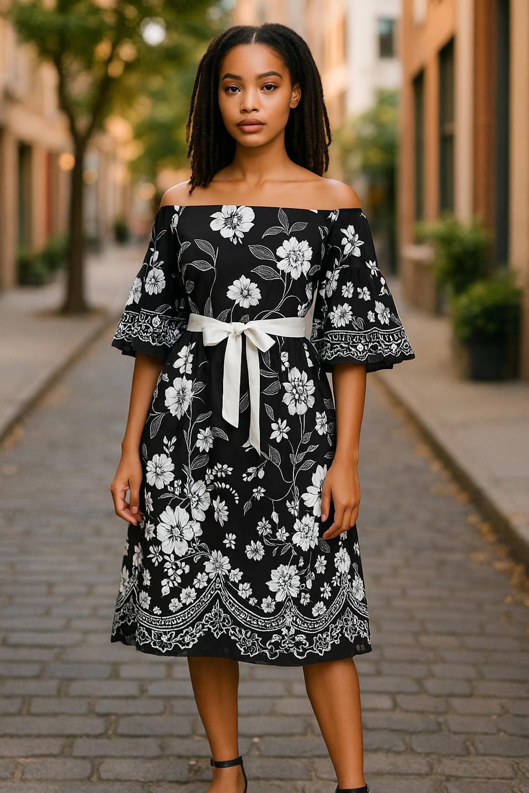 Goddiva London Floral Bardot Dress UK 10 -12 / US 6 -8 BNWT                 .467