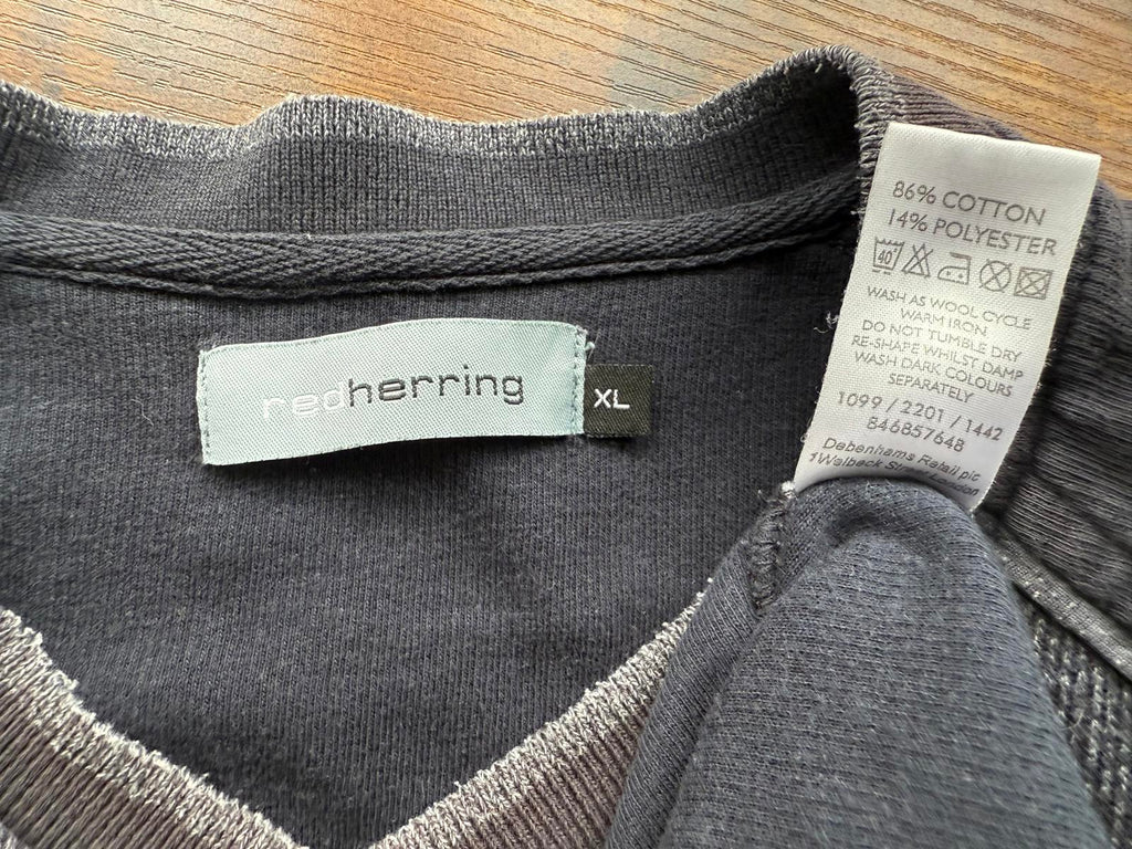 Red Herring Grey Navy Sweatshirt Fleece Casual Jumper XL GUC Cotton Mix 66