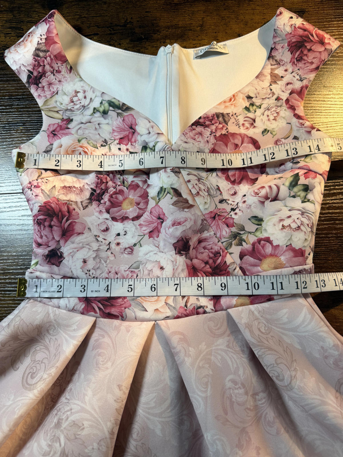 Goddiva Floral Scuba Crepe Midi Dress Pink UK 8–10 VGC                      .295