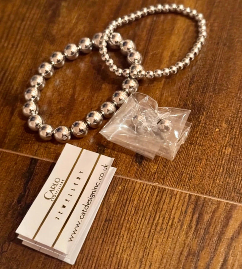 Stylish Carlo Gioielliere Silver Bracelets & Earrings Set with Box