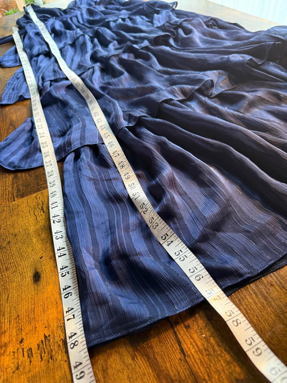 Goddiva Navy Tiered Shimmer Maxi Dress UK 10 / US 6                         .313