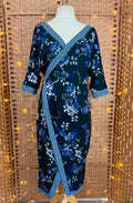 Goddiva Reversible Wrap Dress UK 10-14 Blue Floral Midi Boho