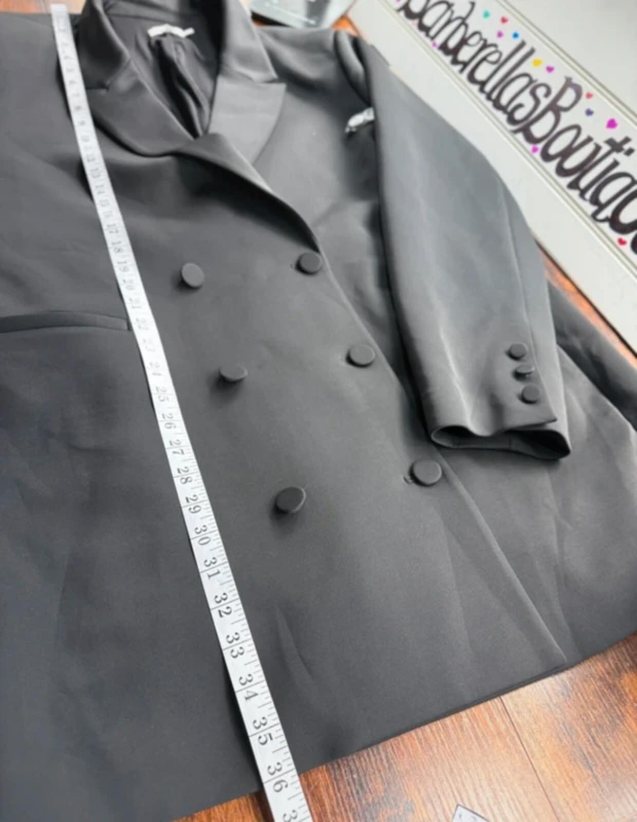 Good American Black Blazer UK 16 18 Oversized Tailored Jacket NEW Smart Workwear