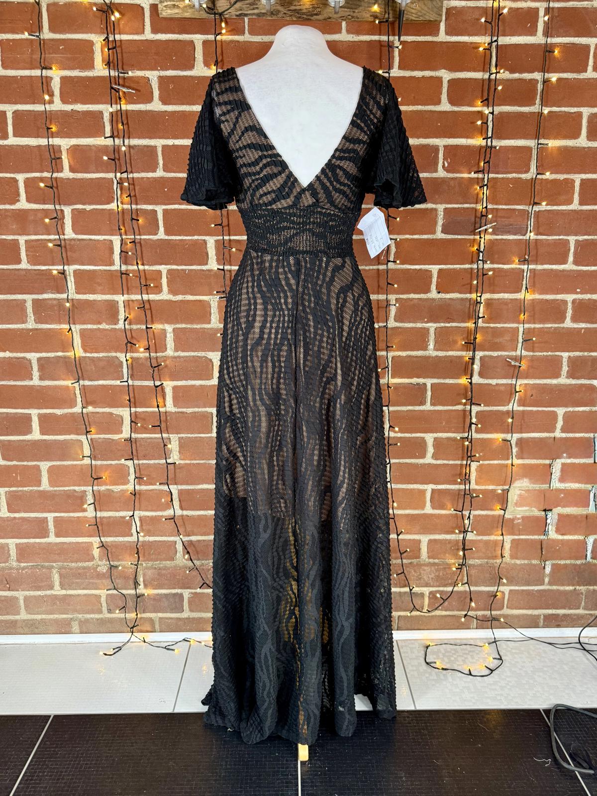 Goddiva London Black Lace Maxi Sample Dress (DR4416, UK 8) #186