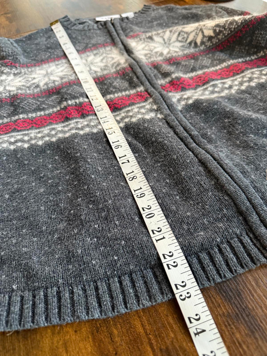 ❄️ Y2K Croft & Barrow Fair Isle Zip Cardigan – Charcoal Grey – UK 14–16 (L)