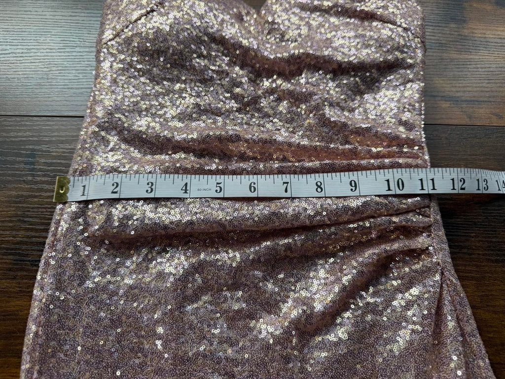 Goddiva London Rose Gold Sequin Maxi Dress (DR3616QZ, UK 6) 188