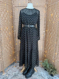 M&S Collection Black Gold Spot 2 Piece Midi Maxi Dress UK 18