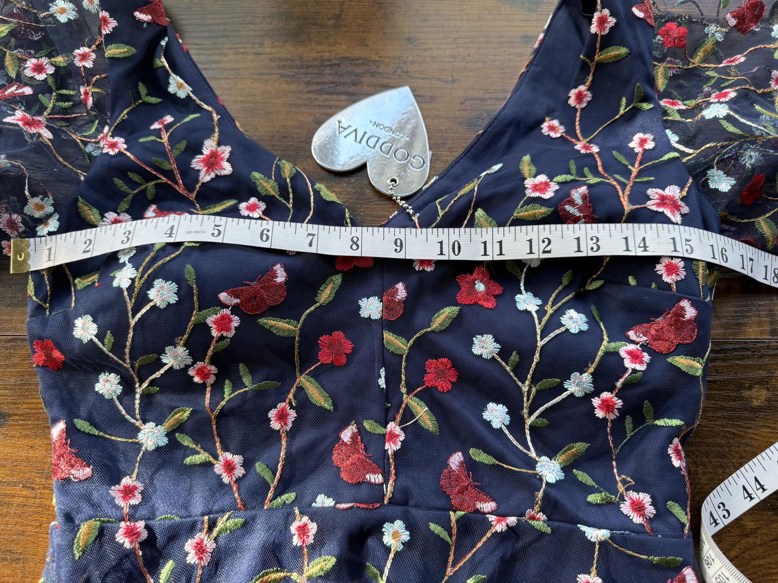 Goddiva DR3798 Navy Floral Embroidered Maxi Dress – UK 8  BNWT            90