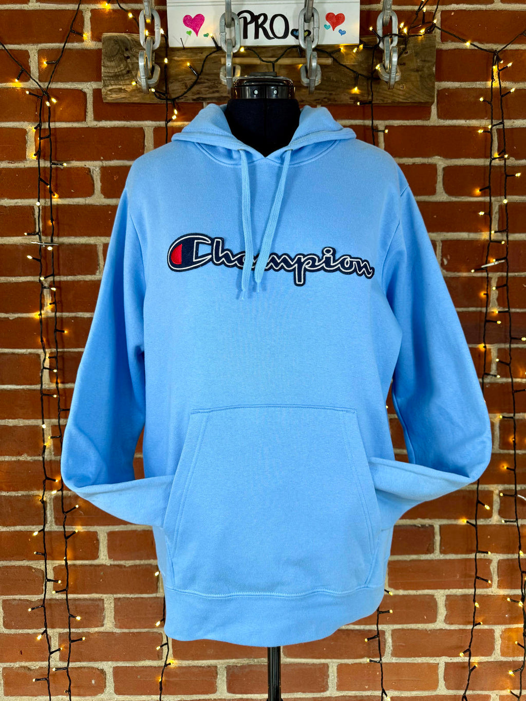 Champion Authentic Athleticwear Hoodie – Swiss Blue – Size L NUM 40