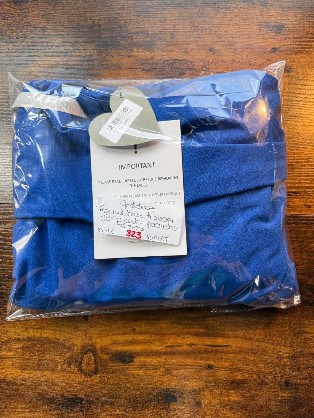 Goddiva London Royal Blue Bardot Jumpsuit UK 10 / US 6 BNWT                 .323