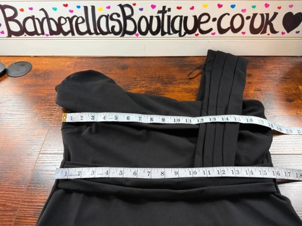 Camomilla Black One Shoulder Midi Dress UK 18 Cocktail Evening