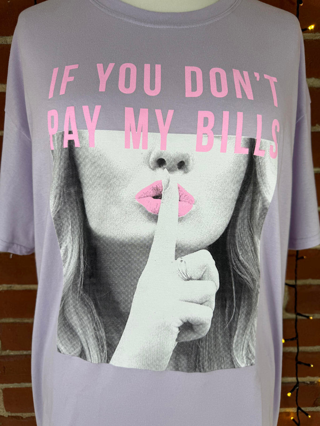 Lavender Graphic T-Shirt Dress with Pink Text - Size 16