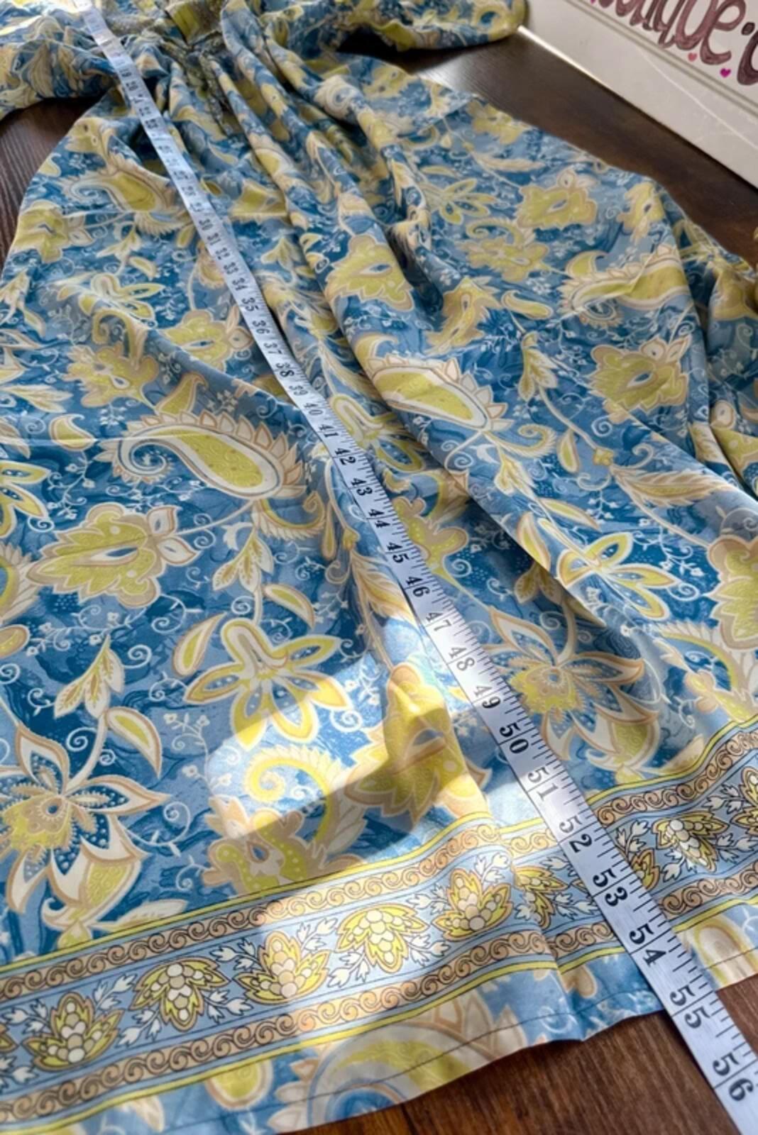 100% Silk Kaftan Maxi Dress Boho Paisley Festival Beach Cover Up