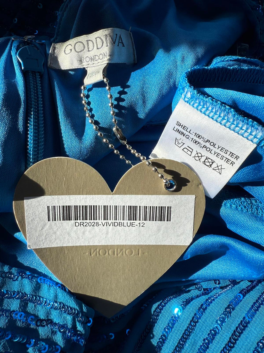 Goddiva London Vivid Blue Sequin Maxi Dress UK 12 BNWT Evening Ball Prom Gown