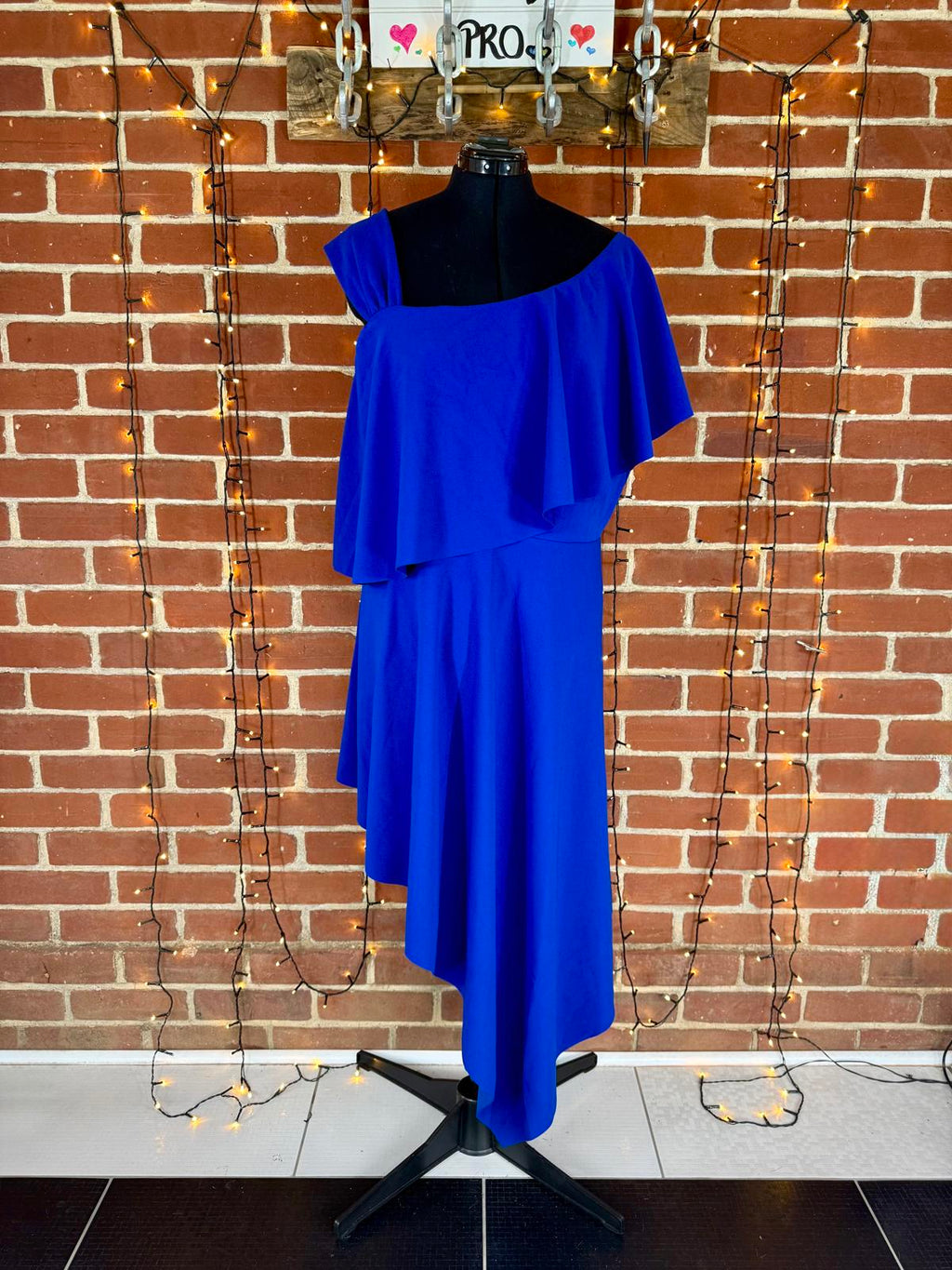 💙 Goddiva Plus Royal Blue Asymmetrical Midi Dress – UK 24 – BNWT - 125