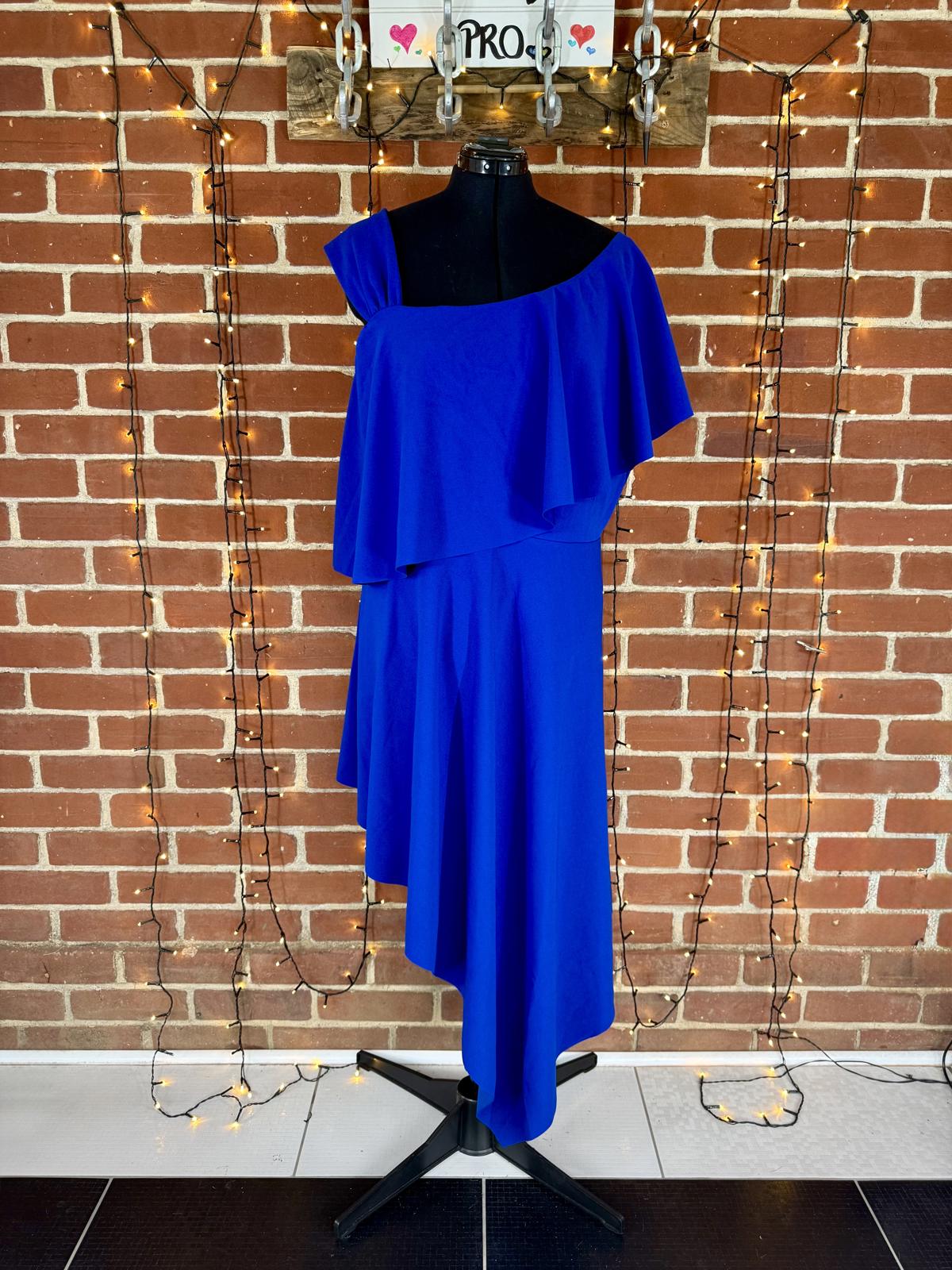 💙 Goddiva Plus Royal Blue Asymmetrical Midi Dress – UK 24 – BNWT - 125