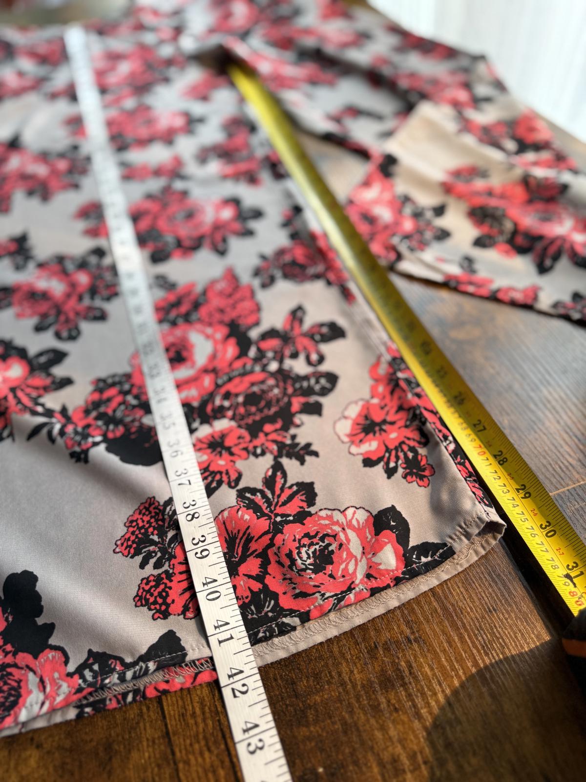 Atmosphere Floral Wide-Leg Trousers | Grey & Red Roses | UK 18    .376