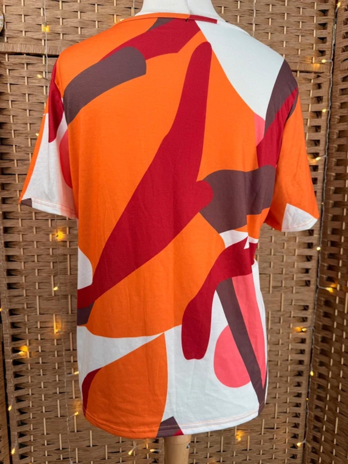 Barberellas Boutique Abstract Orange Print Stretch Top UK14-16