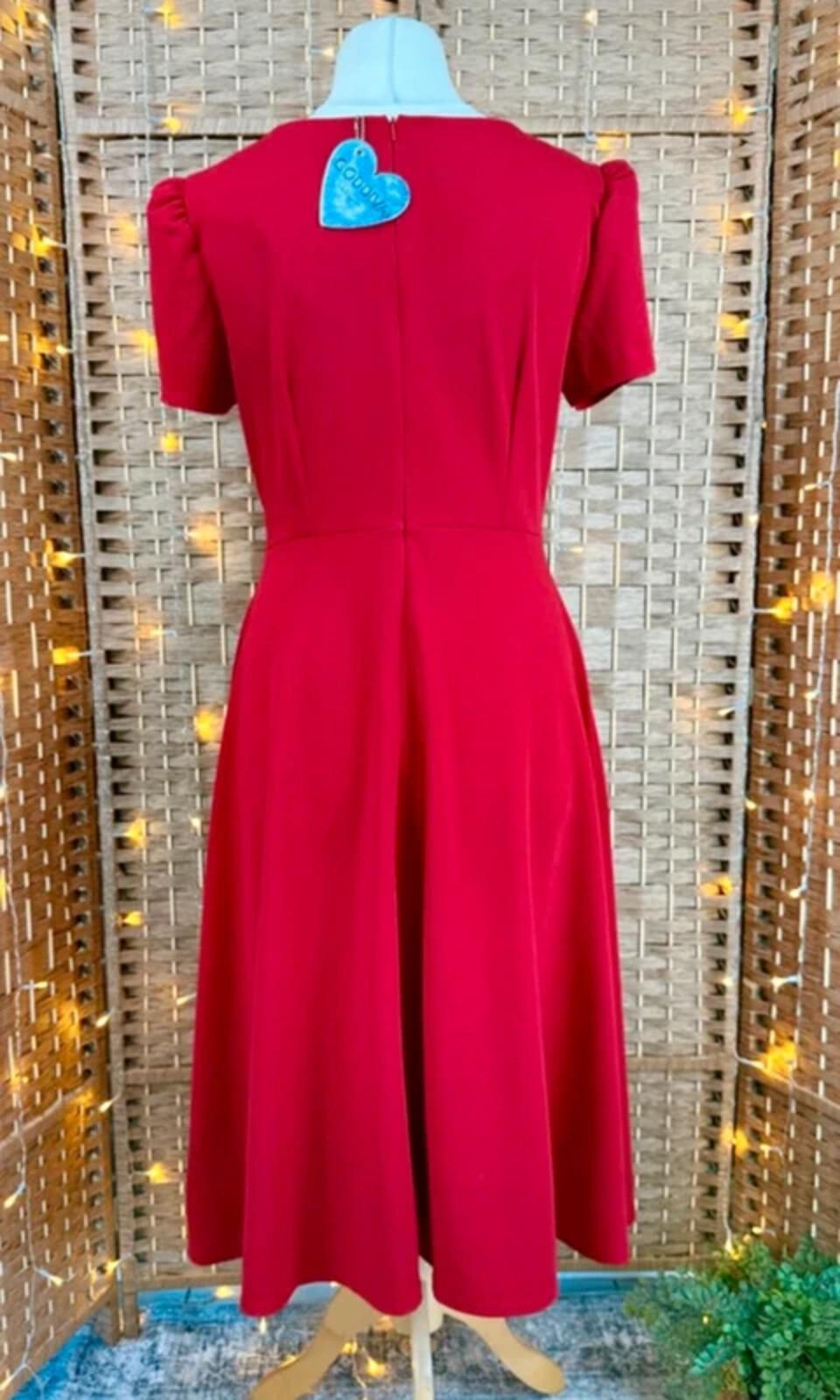 Goddiva Red Midi Dress UK14 Wedding Guest Prom Cruise Party