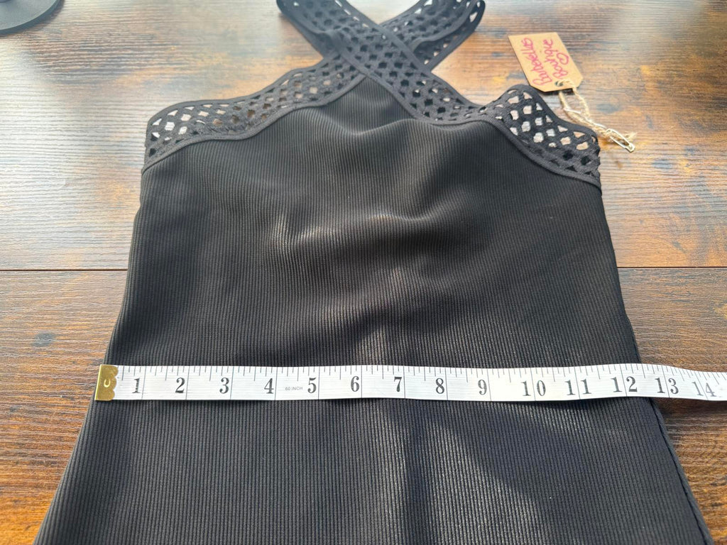 Barberellas Boutique Black Cross Front Halter Maxi Gown Dress UK 8 VGC