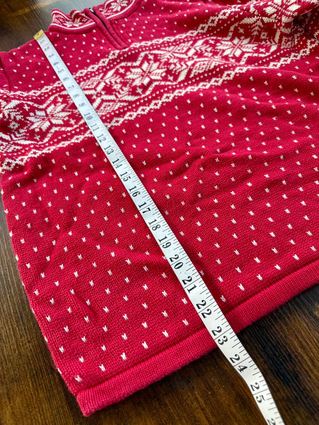 90s Vintage Lands’ End Fair Isle Red Half-Zip Sweater Made in Japan (M / 10–12)