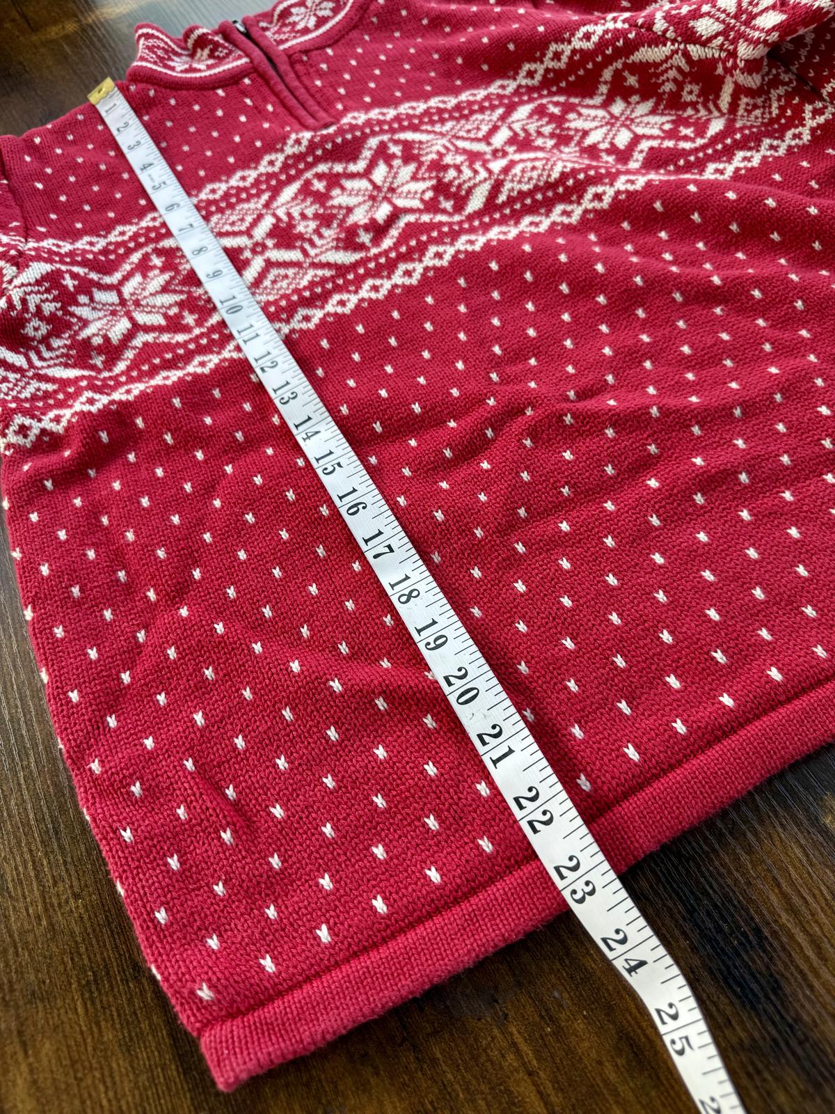 90s Vintage Lands’ End Fair Isle Red Half-Zip Sweater Made in Japan (M / 10–12)