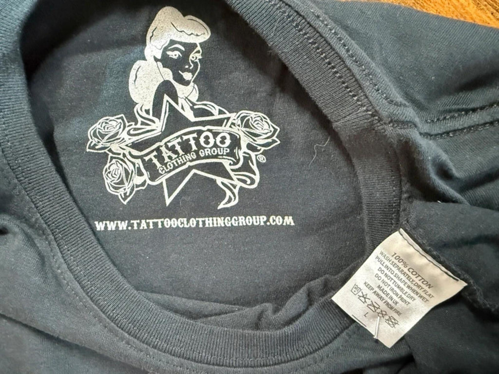 Tattoo Clothing Group Black Graphic T-Shirt with Retro Girl Design UK 12-14