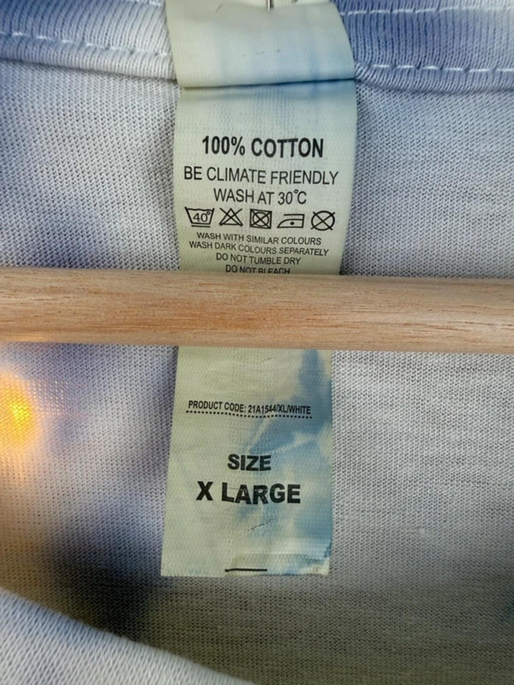 Hand Dyed Tie Dye T-Shirt XL UK 16-18 Blue Green Cotton Tee