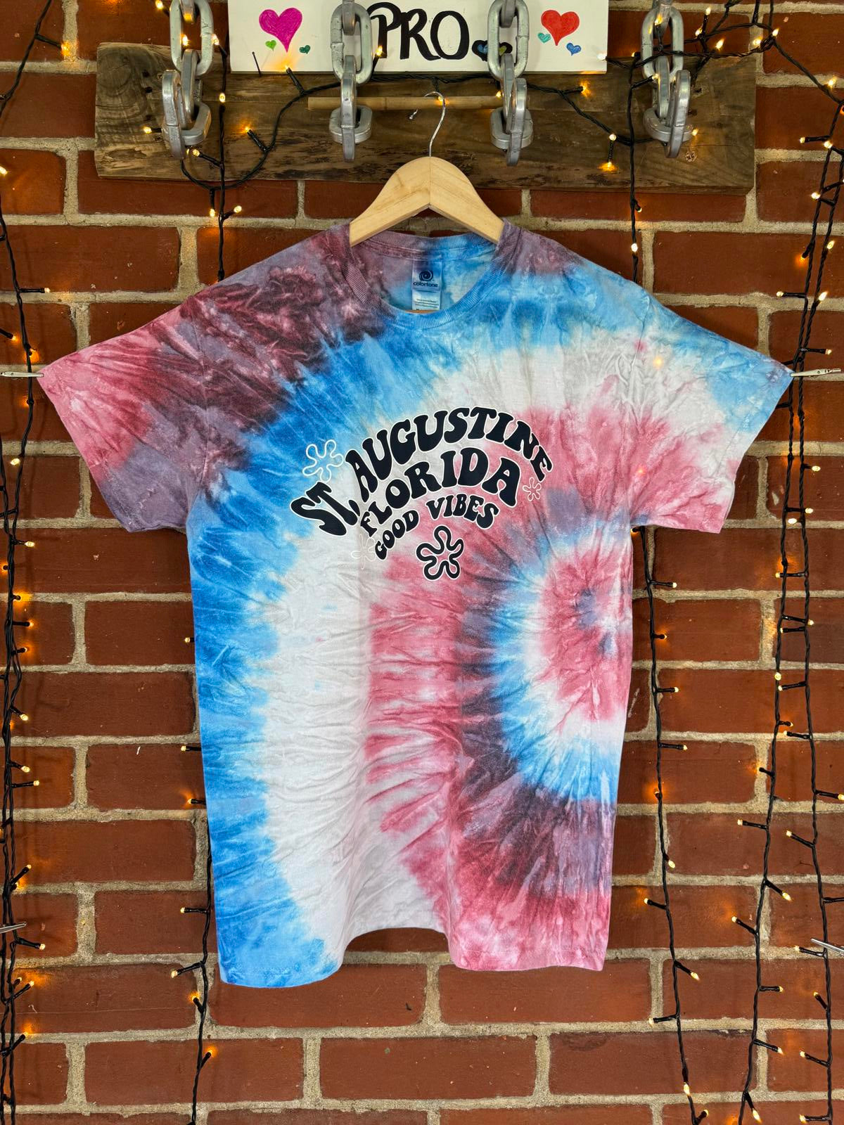 Vintage St. Augustine Tie-Dye T-Shirt - Good Vibes - Mens M