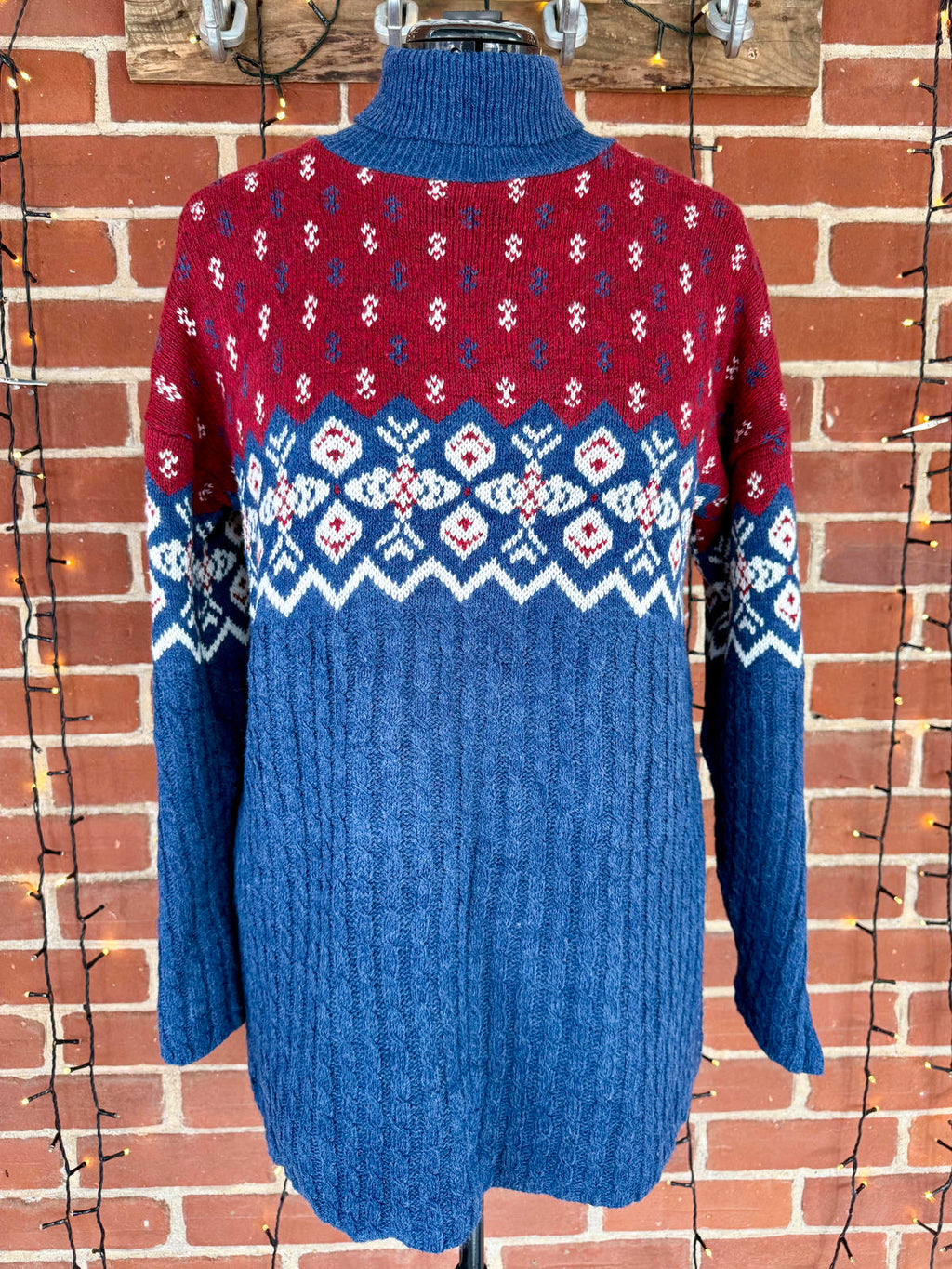 Vintage 90s Fair Isle Knit Jumper – Made in USA – Size USA L