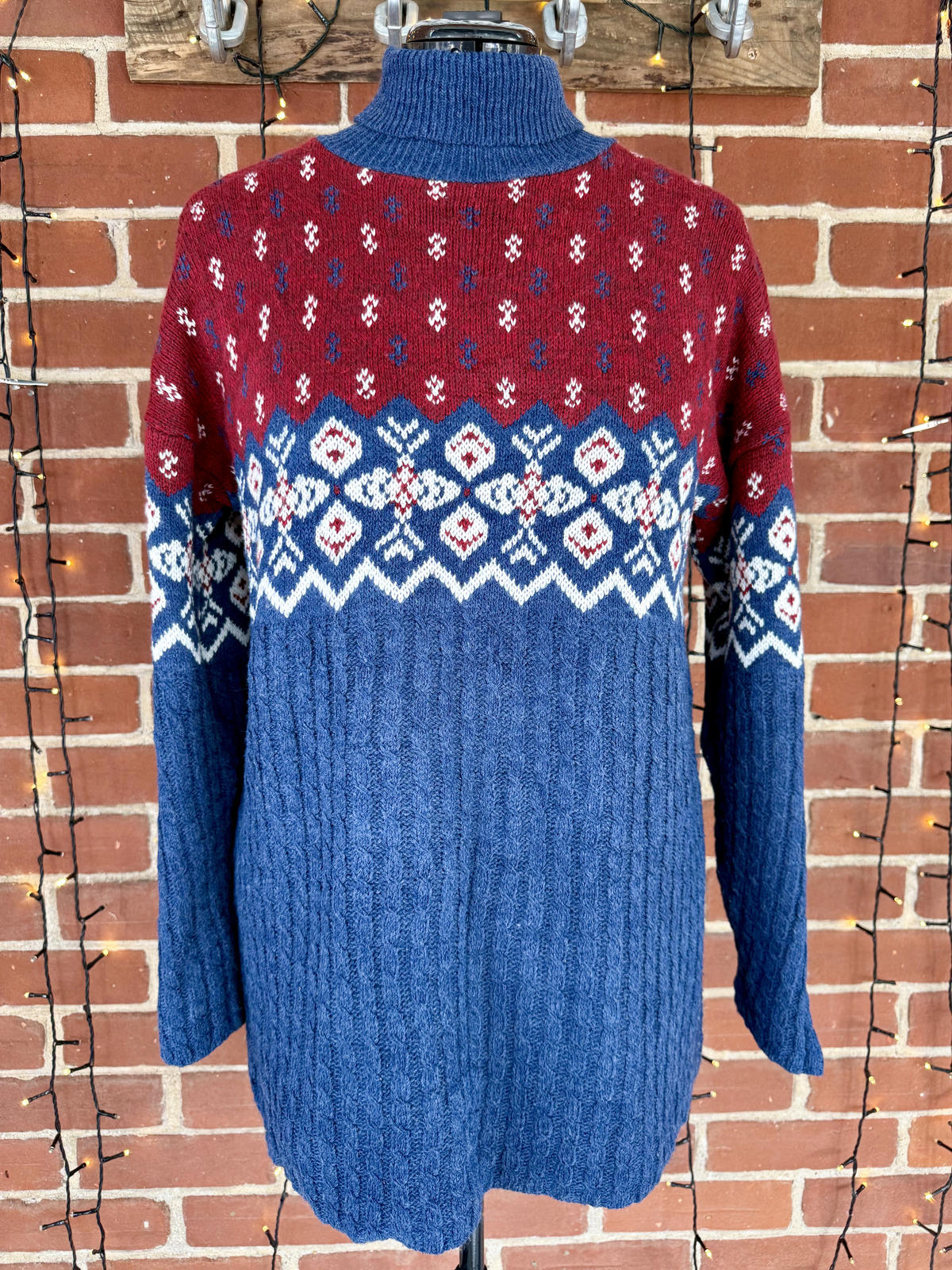 Vintage 90s Fair Isle Knit Jumper – Made in USA – Size USA L