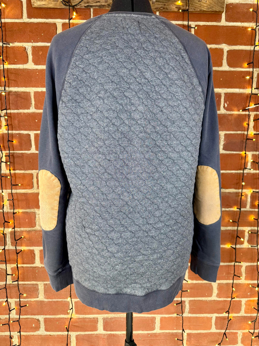 Next Mens Grey Quilted Sweatshirt with Elbow Patches Size L NUM 51