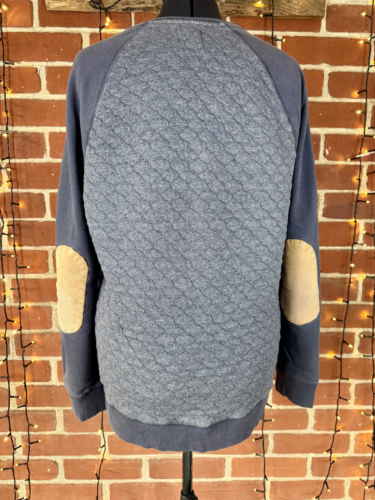 Next Mens Grey Quilted Sweatshirt with Elbow Patches Size L NUM 51