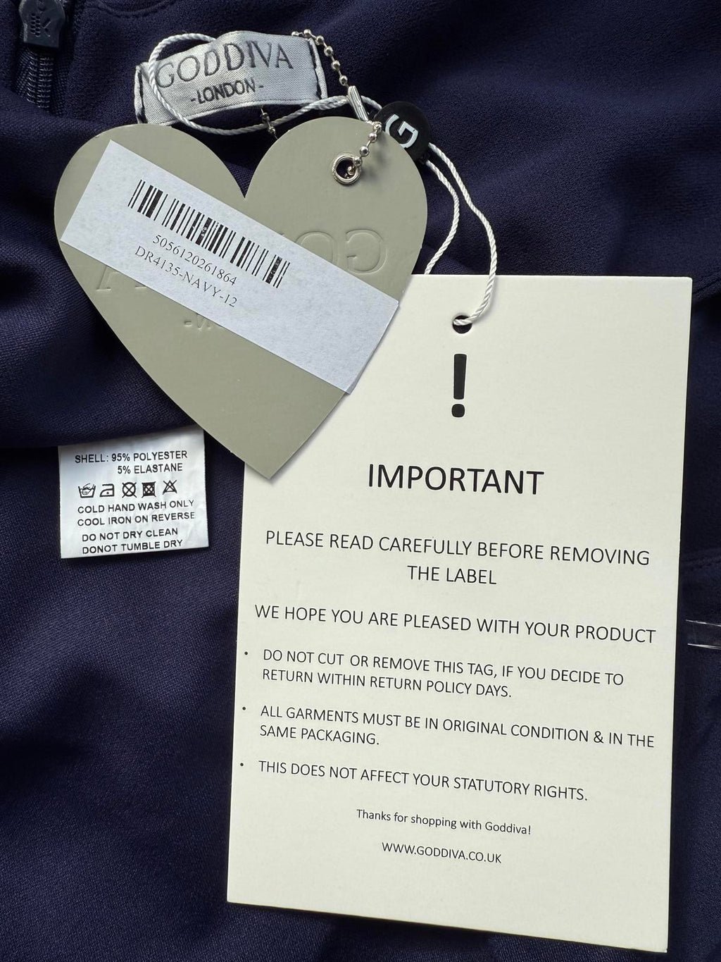 Goddiva London DR4135 Navy Tailored Midi Dress UK 12 Elegant #140