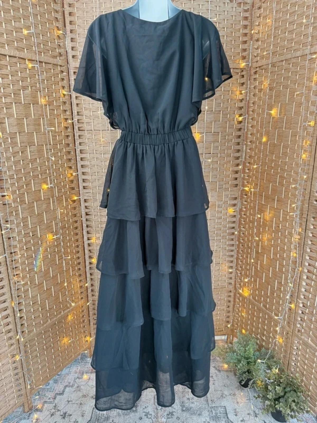 Goddiva black tiered maxi dress 🖤✨ BNWT