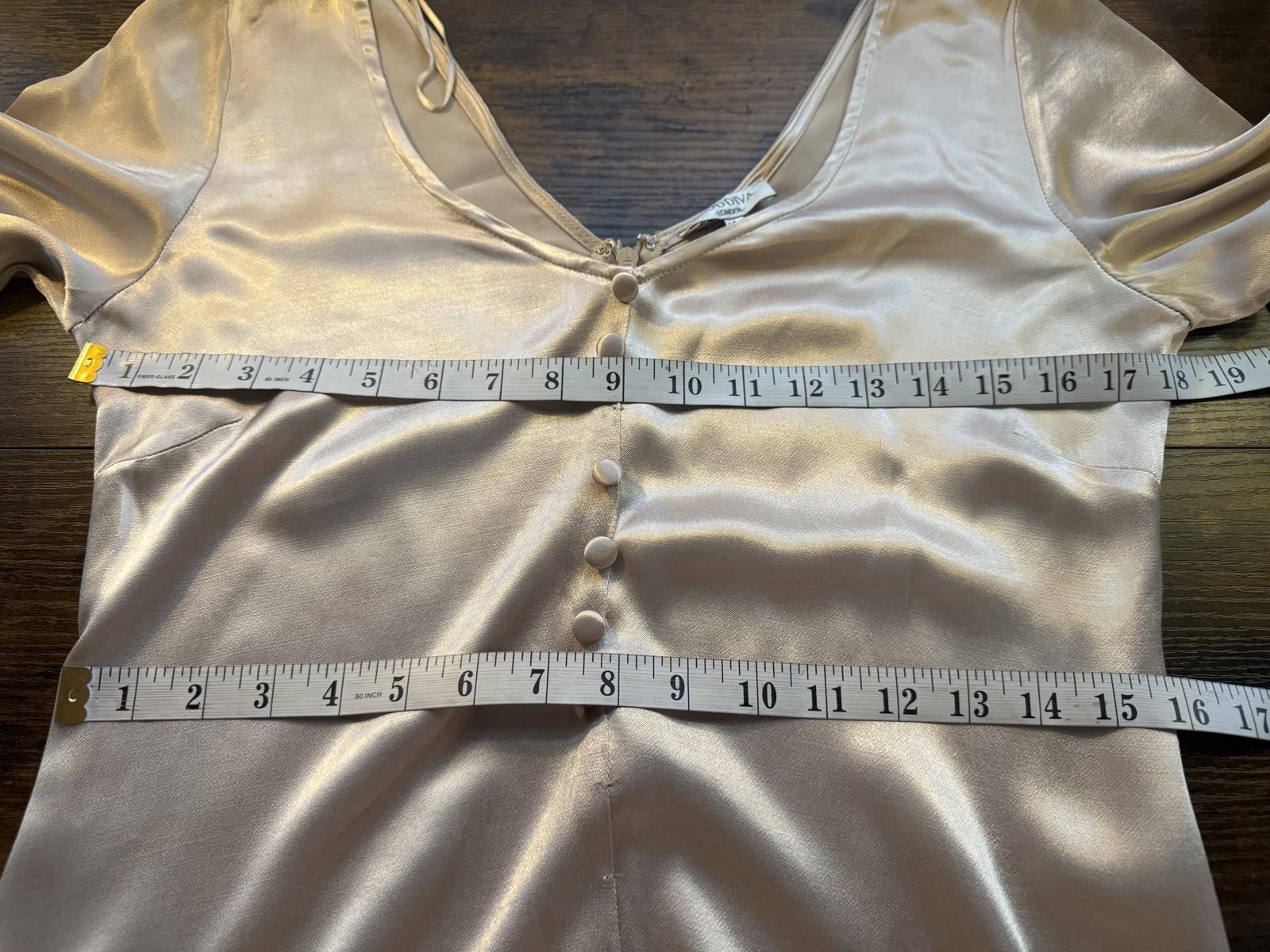 Goddiva Champagne Satin Maxi Dress UK 12 – Button Front Vintage Read Info! 227