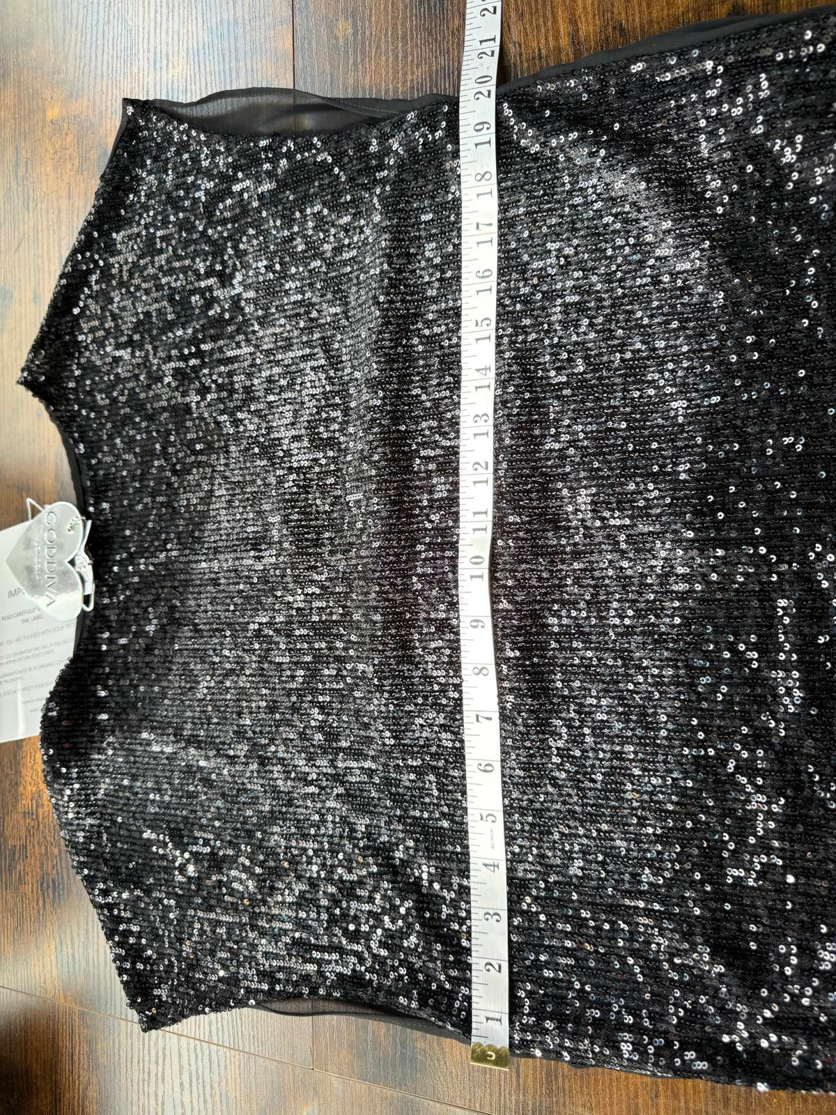 Goddiva Sequin Top Sheer Chiffon Dipped Back UK 12 Medium Party Blouse BNWT #28