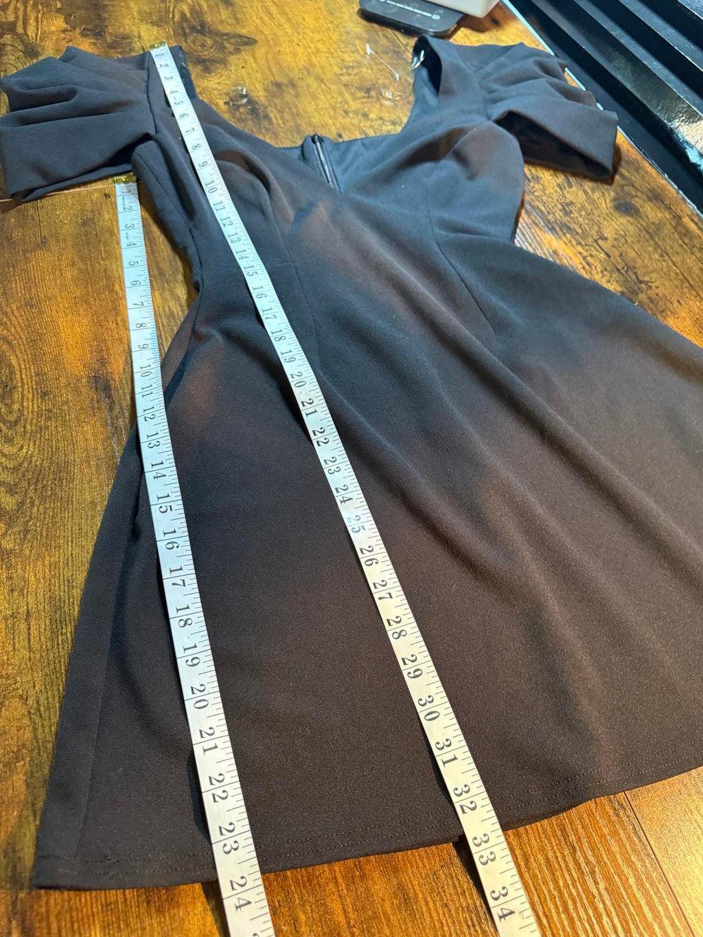 Black Puff Sleeve Mini Dress – Fits UK 8–10 / US 4–6 V-Neck Party Style     .299