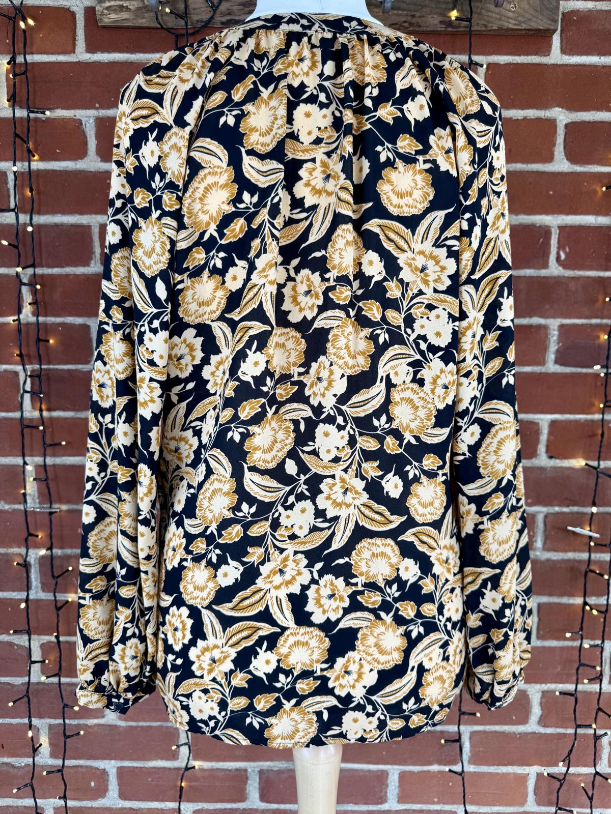 Women's Long Sleeve Floral Blouse - Size 14