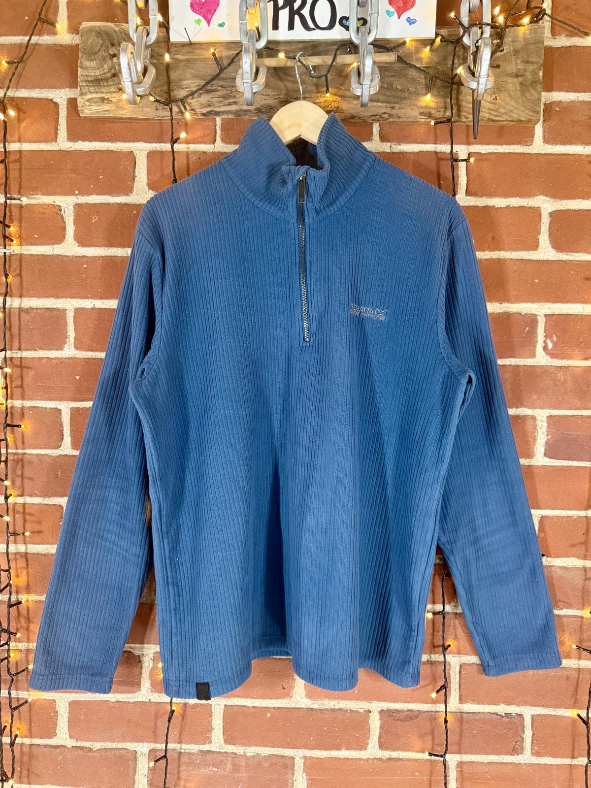 Regatta Great Outdoors Blue Ribbed Half Zip Fleece L 18–20 Walking Jumper VGC 65
