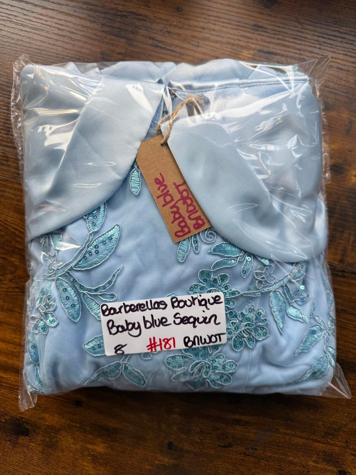 Baby Blue Sequin Embroidered Off-Shoulder Dress UK 8 Prom Gown #181