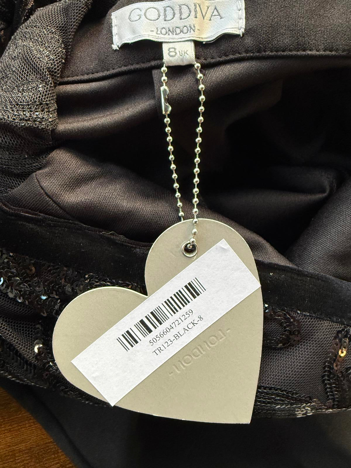 Goddiva London Black Sequin Mesh Bodice Jumpsuit – UK 8