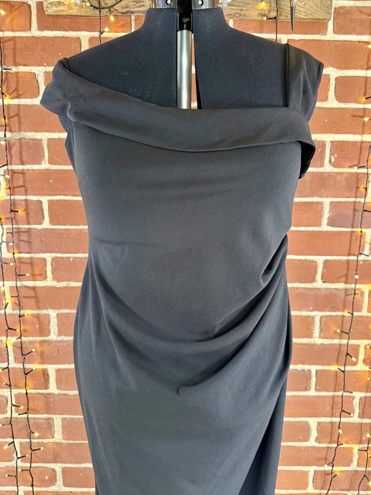#40 Goddiva Plus DR2594P Black Off Shoulder Maxi Dress – UK 22