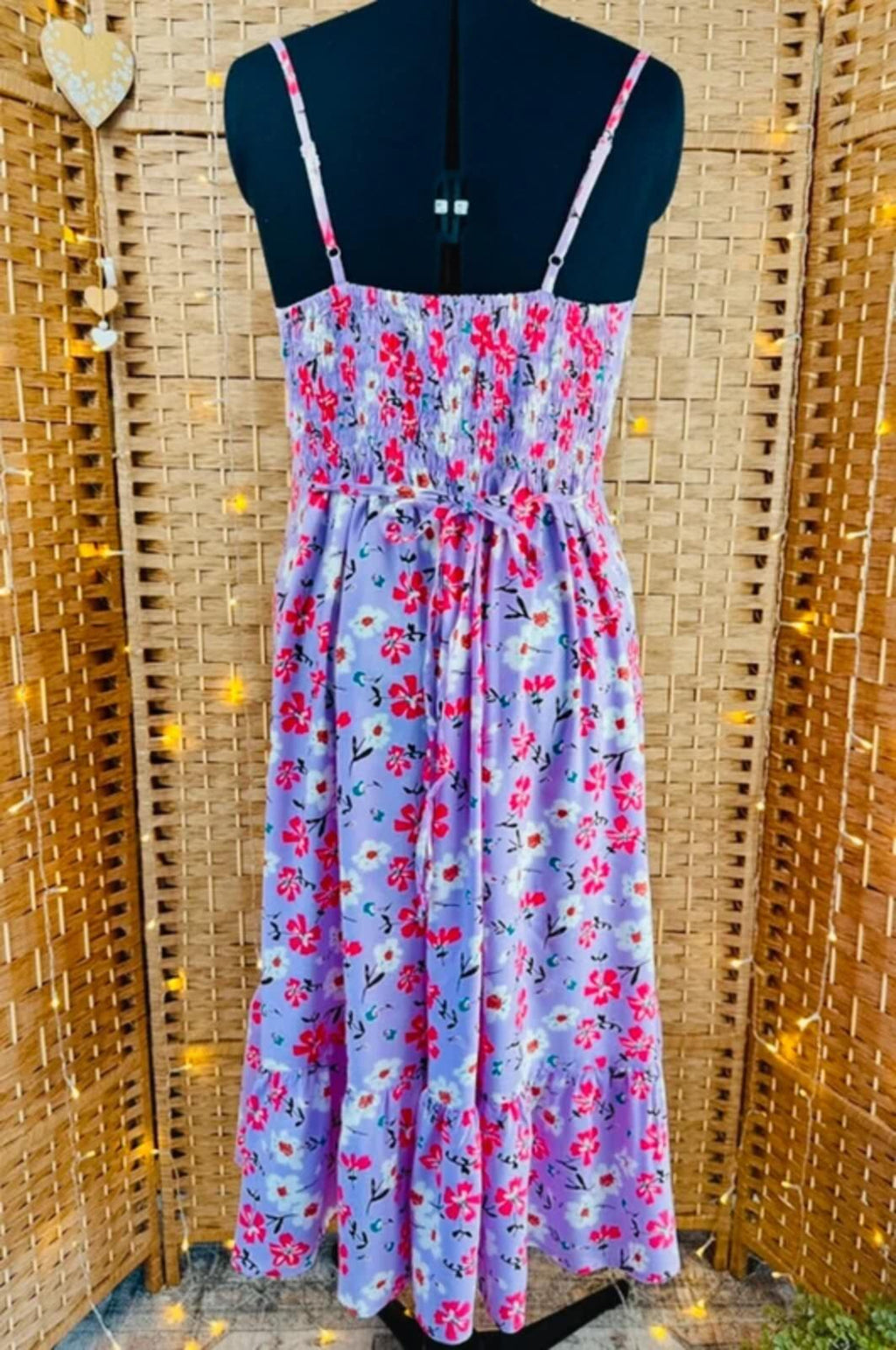 All Things Asia Pink Floral Boho Midi Dress UK 14-18 BNWOT